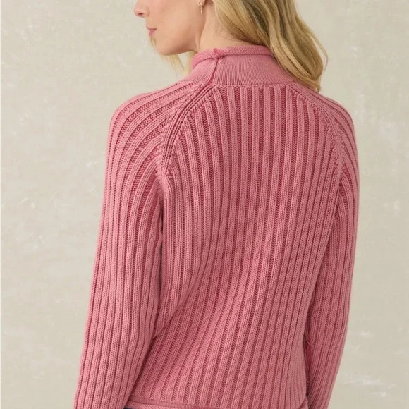 Faherty Sunwashed Cotton Rollneck Sweater - Baroque Rose -  NWT - Women’s Size X - Picture 3 of 10